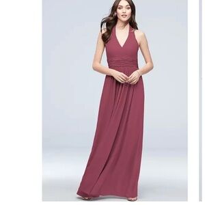 David’s Bridal Full Length Halter Tie Gown | Chianti | Size 4